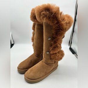 Australia Luxe Collective NWT Nordic Tall Shearling Chestnut Boots US 8 | EU 39